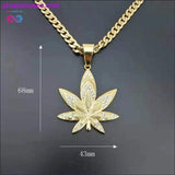 Plus Minus Co Hemp Leaf Pendant Necklaces For Men Gold Color Stainless, view 4