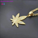 Plus Minus Co Hemp Leaf Pendant Necklaces For Men Gold Color Stainless, view 6