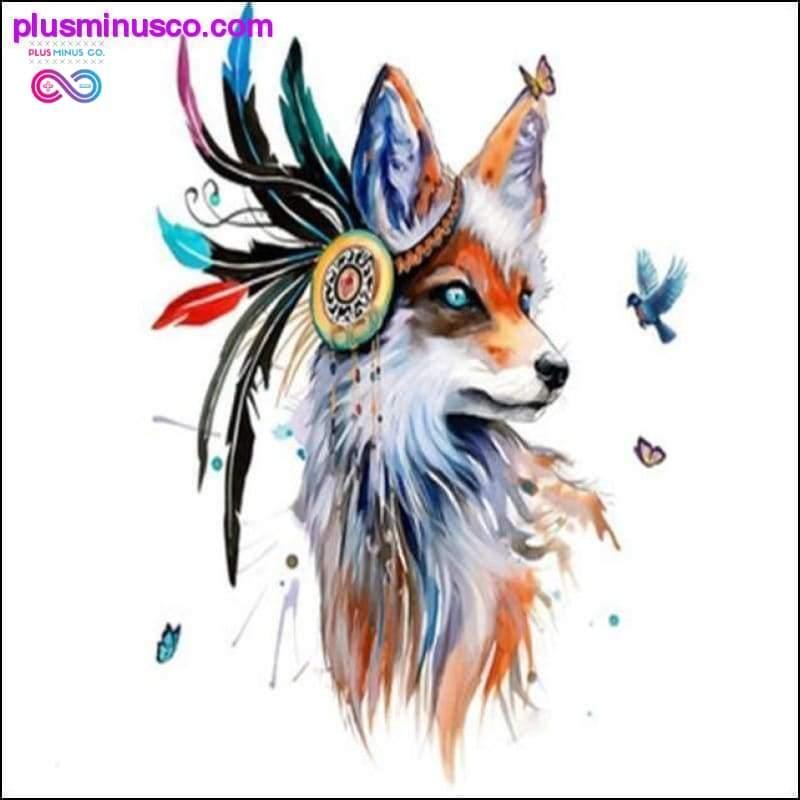 Plus Minus Co Wolf Head Wall Stickers Colorful Feather Butterfly Birds