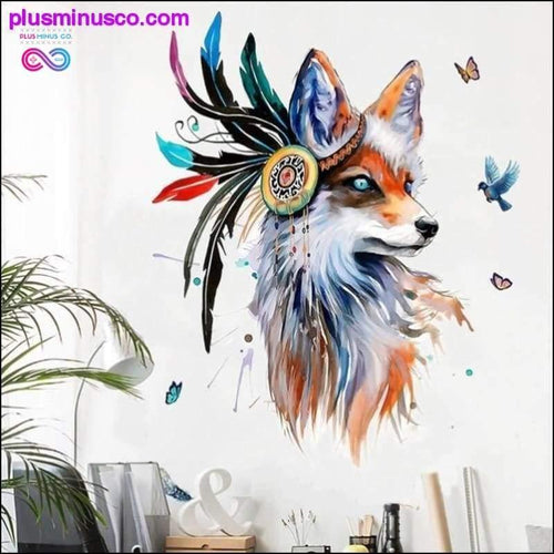 Plus Minus Co European Style Hand Painted Wolf Head Wall Stickers Home