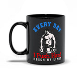 Plus Minus Co Every Day I Push Hard Reach My Limit Black Mugs,Men's Weight Lifting, Athletic T-Shirt, Gym Workout, Fitness Sports, view 5
