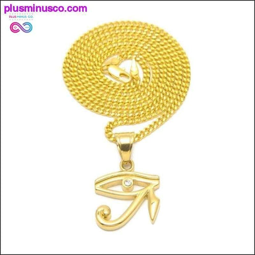 Plus Minus Co Eye Of Horus Pendant Stainless steel Gold Color Necklace