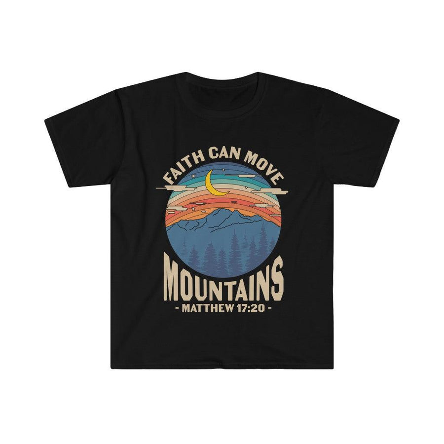 Plus Minus Co Faith can move the mountains, Matthew 17:20 Unisex Soft style T-Shirt