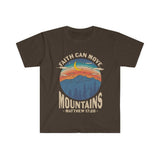 Plus Minus Co Faith can move the mountains, Matthew 17:20 Unisex Soft style T-Shirt, view 2