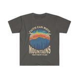 Plus Minus Co Faith can move the mountains, Matthew 17:20 Unisex Soft style T-Shirt, view 4