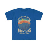 Plus Minus Co Faith can move the mountains, Matthew 17:20 Unisex Soft style T-Shirt, view 5