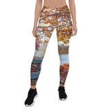 Plus Minus Co Fall leaves all over print Leggings,autumn, leaf print, yoga-style, back to school, Thanksgiving, harvest, foliage, view 2