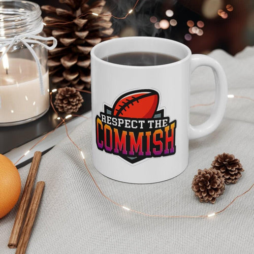 Plus Minus Co Fantasy Football Respect The Commish || Fantasy Football Commissioner Mugs, A great gift for the Draft Kings junkie in your life!