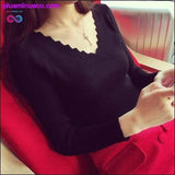Plus Minus Co Fashion Autumn Women V-neck Long-sleeve Knitted Sweater, view 3