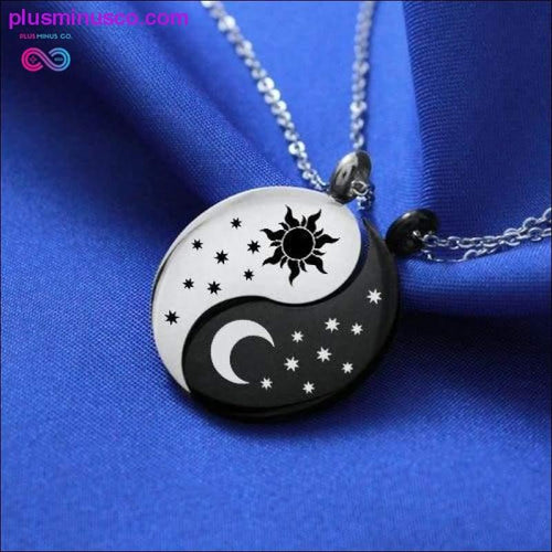 Plus Minus Co Yin-Yang, Sun and Moon Pendant with Titanium Steel Necklace