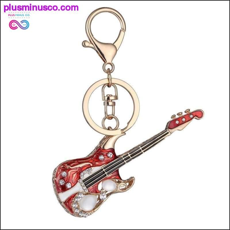 Plus Minus Co Fashion Key chain Mini Guitar Key Ring Chain