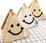 Plus Minus Co Woven Bag Straw Sling Bag Smiley Face Design, view 5