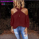 Plus Minus Co Fashion Solid Color Halter Neck Strapless T-Shirt Casual, view 4
