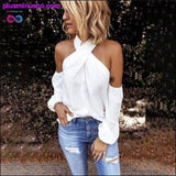 Plus Minus Co Fashion Solid Color Halter Neck Strapless T-Shirt Casual, view 6