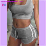 Plus Minus Co Fashion Women Sports Suit Crop Top+ Shorts Two-piece Outfit, view 4