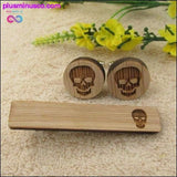 Plus Minus Co Fashionable Anchor, Skull, Bat Wood Tie Clips & Cufflinks, view 3