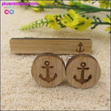 Plus Minus Co Fashionable Anchor, Skull, Bat Wood Tie Clips & Cufflinks, view 5