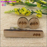 Plus Minus Co Fashionable Anchor, Skull, Bat Wood Tie Clips & Cufflinks, view 6