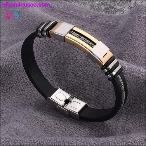 Plus Minus Co Stainless Steel Black Charm Bracelets for Men || PlusMinusCo
