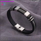 Plus Minus Co Stainless Steel Black Charm Bracelets for Men || PlusMinusCo, view 2