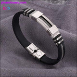 Plus Minus Co Stainless Steel Black Charm Bracelets for Men || PlusMinusCo, view 3