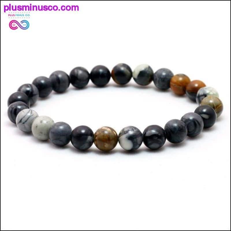 Plus Minus Co Father's Love Gift 8mm Natural Stone Men's Picasso Stretch