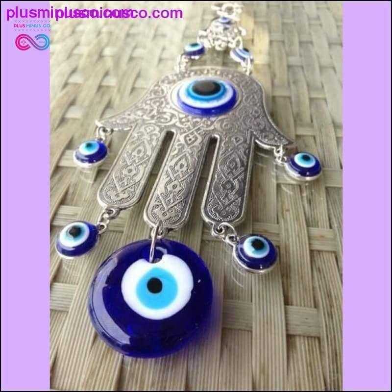 Plus Minus Co Fatima Hamsa Hand Amulet Turkish Evil Blue Eye Metal