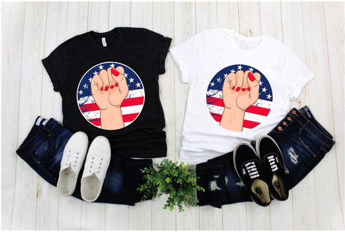 Plus Minus Co Female Fist Grunge, American Flag T-Shirts, Female First, Girl Empowerment, Female Symbol Shirt, Feminist Movement, Feminism Art Shirt