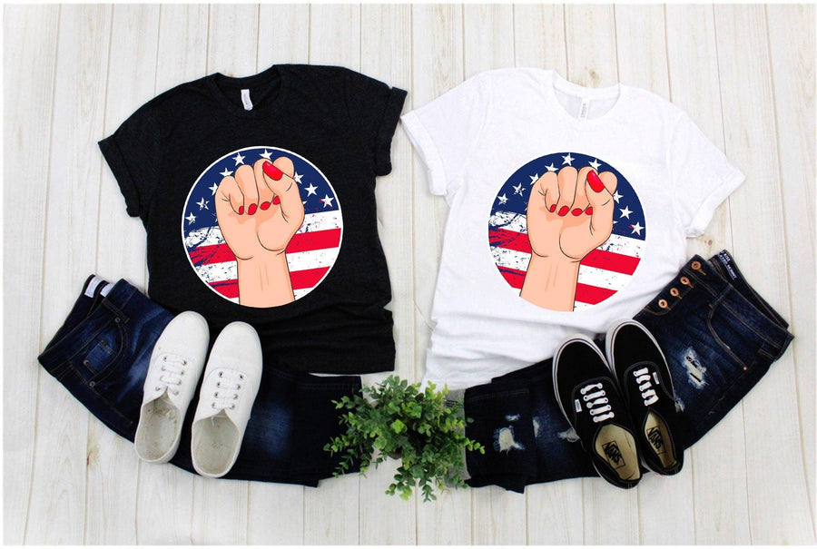 Plus Minus Co Female Fist Grunge, American Flag T-Shirts, Female First, Girl Empowerment, Female Symbol Shirt, Feminist Movement, Feminism Art Shirt