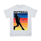 Plus Minus Co Female Softball Player | Retro Sunset T-Shirts, view 2
