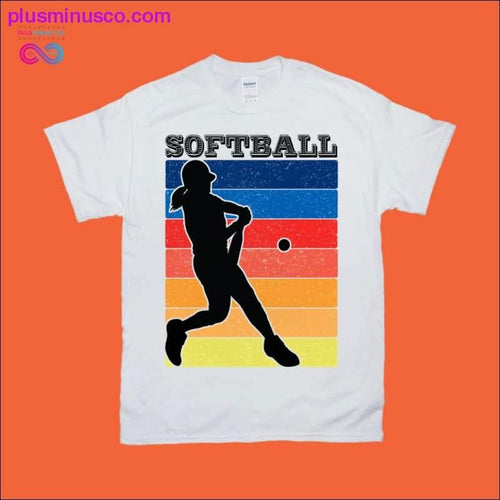 Plus Minus Co Female Softball Player | Retro Sunset T-Shirts