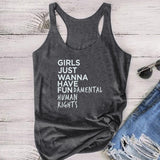 Plus Minus Co Feminist Feminism T Shirt Girls Just Wanna Have Fundamental Human Rights Letter Print T Shirt Women Short Sleeve Summer Tops Tee, view 6