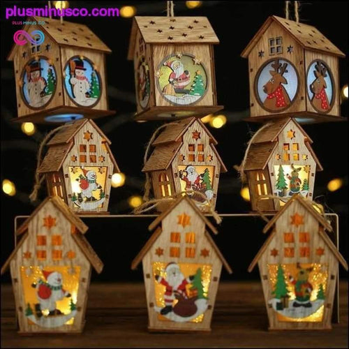 Plus Minus Co Festival Led Light Wood House Santa Claus Christmas Tree