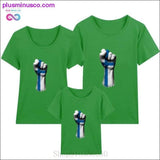 Plus Minus Co Flag of Finland on a Raised Clenched Fist family matching, view 2