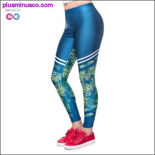 Plus Minus Co Flesh Tropical Leaves Digital Print Legging