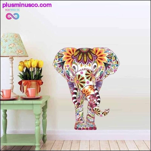 Plus Minus Co Floral & Colorful Elephant Wall Decals Sticker For Living