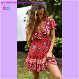 Plus Minus Co Floral Print Ethnic Summer Beach Female Split Stylish Style, view 6