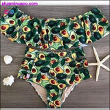 Plus Minus Co Floral Ruffled Hem Bikini Set Flora V-Neck High-Waisted Two, view 5