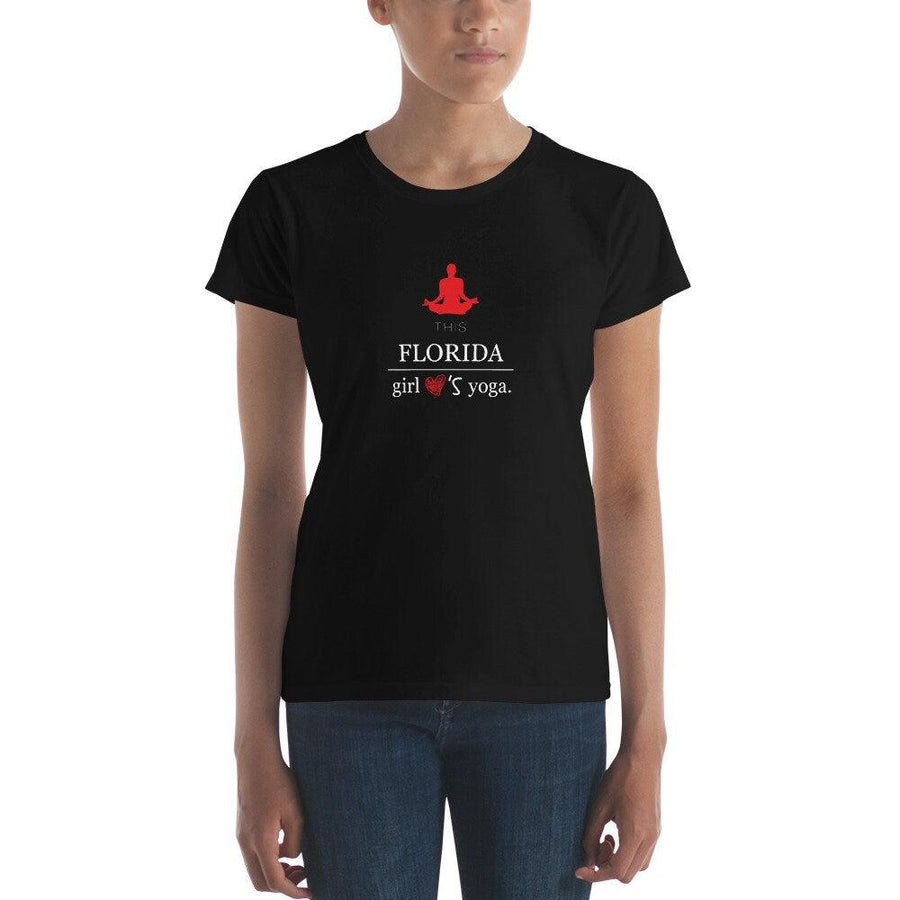Plus Minus Co Florida Girl's love yoga: Women's short sleeve t-shirt at Plusminusco || On Sale Now
