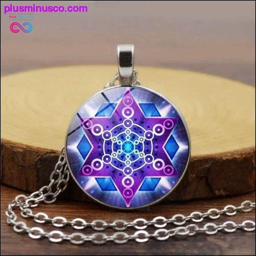 Plus Minus Co Flower of Life Necklace Om Chakra Flower Pendant Mandala