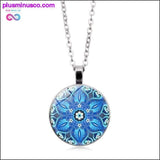 Plus Minus Co Flower of Life Necklace Om Chakra Flower Pendant Mandala, view 4