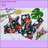 Plus Minus Co Flowers And Leaves Printing Fitness Set For Women Patchwork, view 4