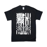 Plus Minus Co Flying Duck, American Flag T-Shirts, Duck Hunting Flying Waterfowl Hunter American Flag Camo T-Shirt, view 2