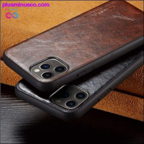Plus Minus Co For iPhone 11/ 11 Pro/ 11 Pro Max Case Luxury Slim Leather