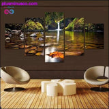 Plus Minus Co Framed 5 Pcs Landscape Painting: The Wall Waterfall Nature, view 4