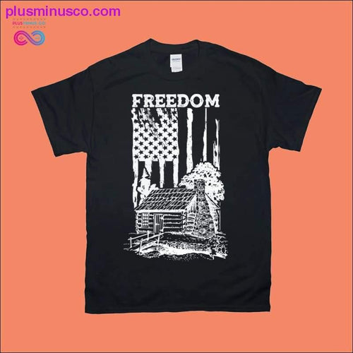 Plus Minus Co Freedom | Log Cabin Vertical | American Flag T-Shirts