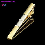 Plus Minus Co Frosted Gold Silver Toned Tie Clips & Cufflinks for Men, view 3
