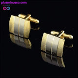 Plus Minus Co Frosted Gold Silver Toned Tie Clips & Cufflinks for Men, view 4
