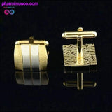 Plus Minus Co Frosted Gold Silver Toned Tie Clips & Cufflinks for Men, view 6