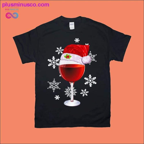 Plus Minus Co Funny Christmas Wine Santa Holiday T-Shirts